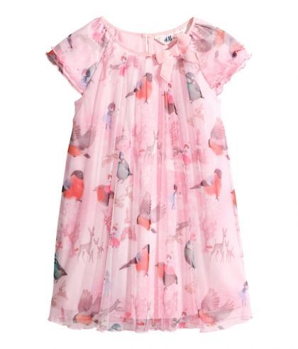 Детска рокля с десен на птички